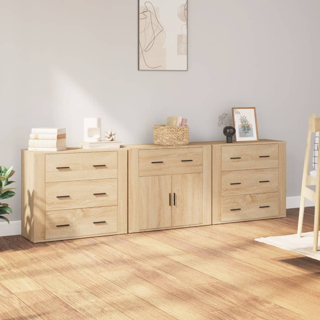 vidaXL Sideboards 3 pcs Sonoma Oak Engineered Wood