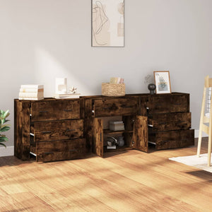 vidaXL Sideboards 3 pcs Smoked Oak Engineered Wood