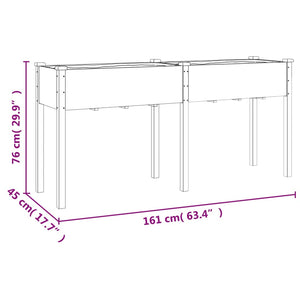 vidaXL Planter with Liner Brown 161x45x76 cm Solid Wood Fir