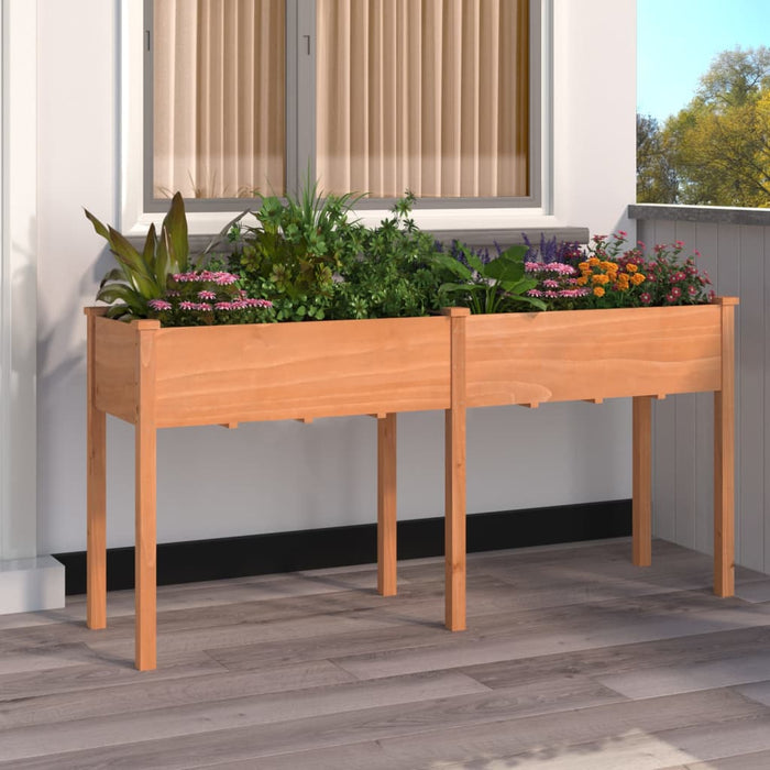 vidaXL Planter with Liner Brown 161x45x76 cm Solid Wood Fir