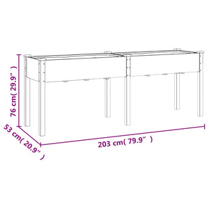 vidaXL Planter with Liner Brown 203x53x76 cm Solid Wood Fir