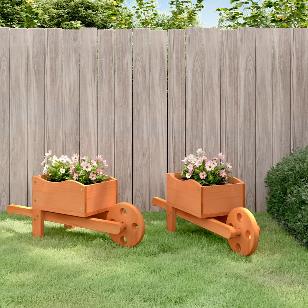 vidaXL Wheelbarrow Planters 2 pcs 47x15x19 cm Solid Wood Fir