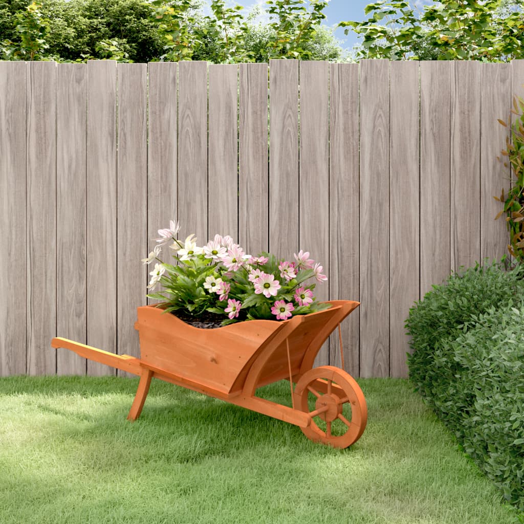 vidaXL Wheelbarrow Planter 128x45.5x43 cm Solid Wood Fir