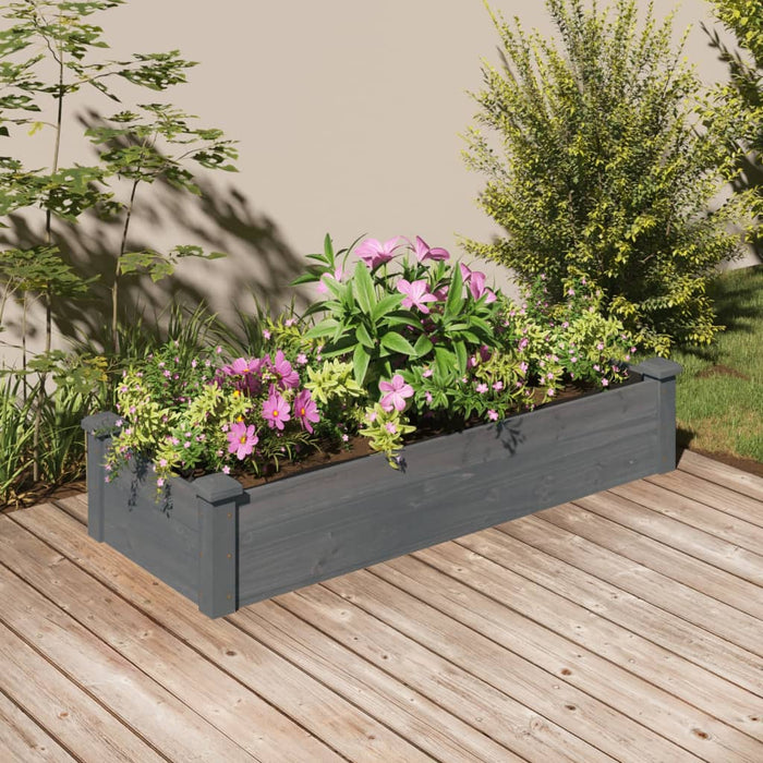 vidaXL Garden Raised Bed with Liner Grey 120x45x25 cm Solid Wood Fir