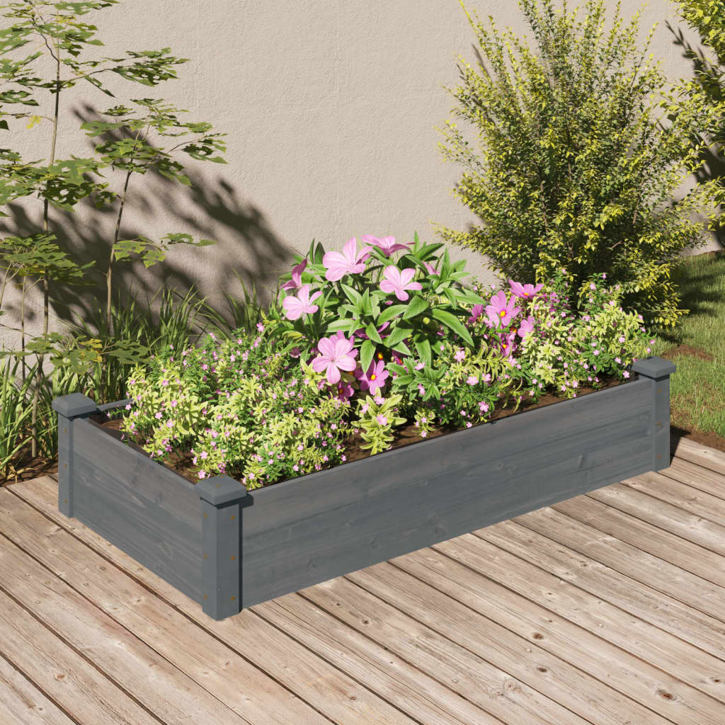 vidaXL Garden Raised Bed with Liner Grey 120x60x25 cm Solid Wood Fir