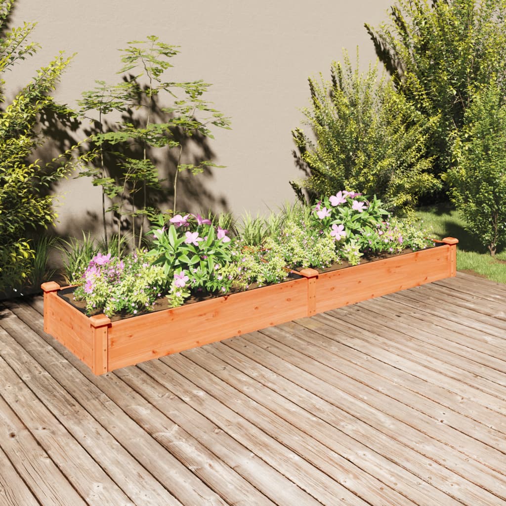 vidaXL Garden Raised Bed with Liner Brown 240x60x25 cm Solid Wood Fir