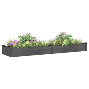 vidaXL Garden Raised Bed with Liner Grey 240x60x25 cm Solid Wood Fir