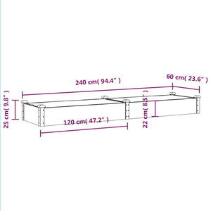 vidaXL Garden Raised Bed with Liner Grey 240x60x25 cm Solid Wood Fir