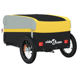 vidaXL Bike Trailer Black and Yellow 30 kg Iron