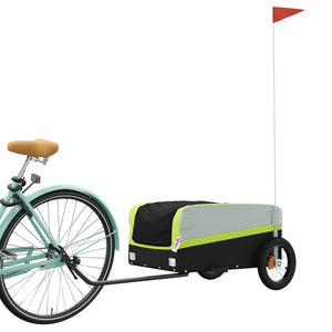 vidaXL Bike Trailer Black and Green 30 kg Iron