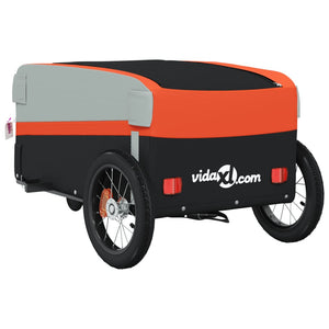 vidaXL Bike Trailer Black and Orange 30 kg Iron