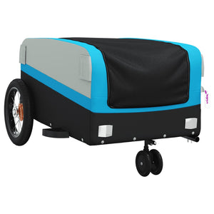 vidaXL Bike Trailer Black and Blue 30 kg Iron