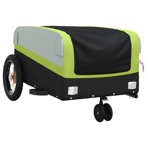 vidaXL Bike Trailer Black and Green 30 kg Iron