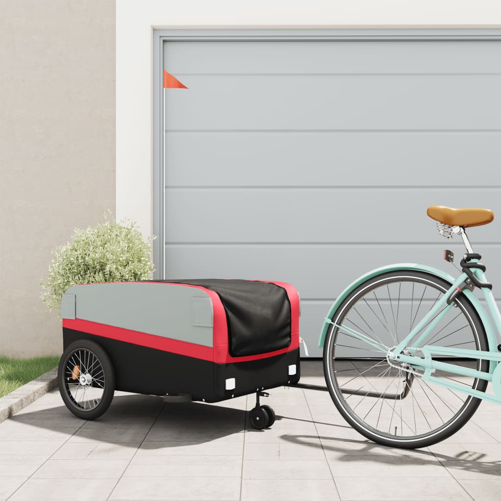 vidaXL Bike Trailer Black and Red 45 kg Iron