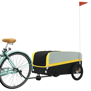 vidaXL Bike Trailer Black and Yellow 45 kg Iron