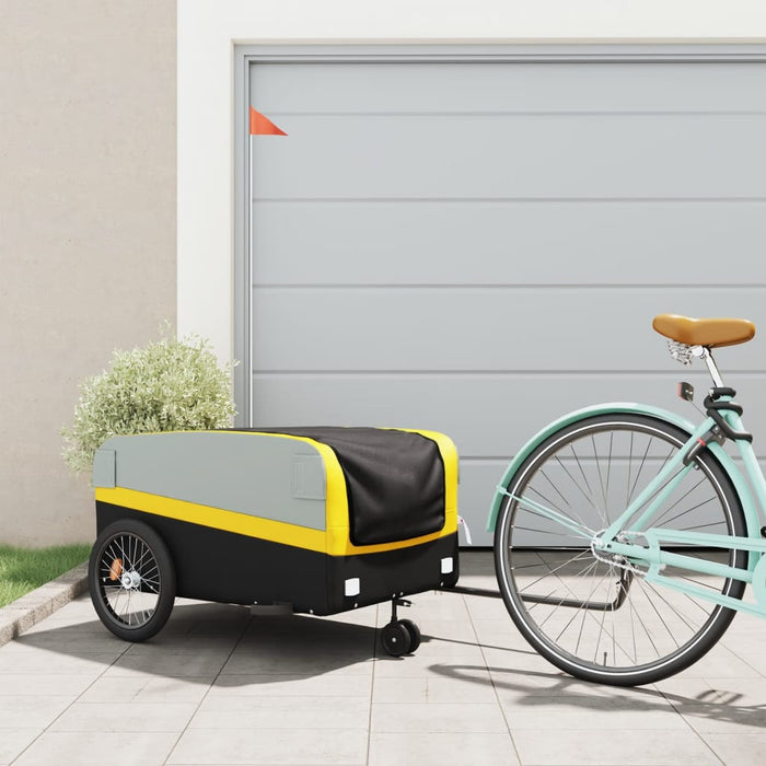 vidaXL Bike Trailer Black and Yellow 45 kg Iron