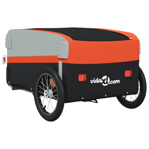 vidaXL Bike Trailer Black and Orange 45 kg Iron