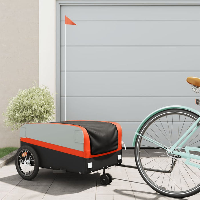 vidaXL Bike Trailer Black and Orange 45 kg Iron