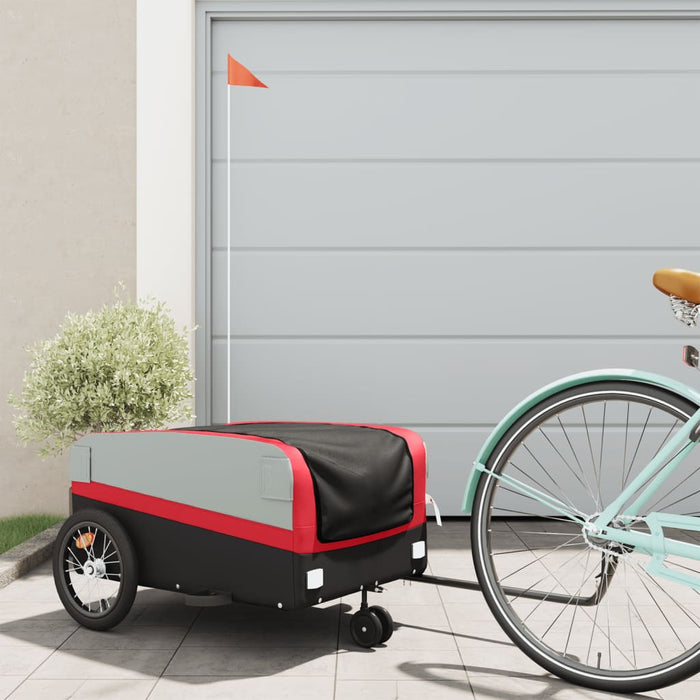 vidaXL Bike Trailer Black and Red 45 kg Iron