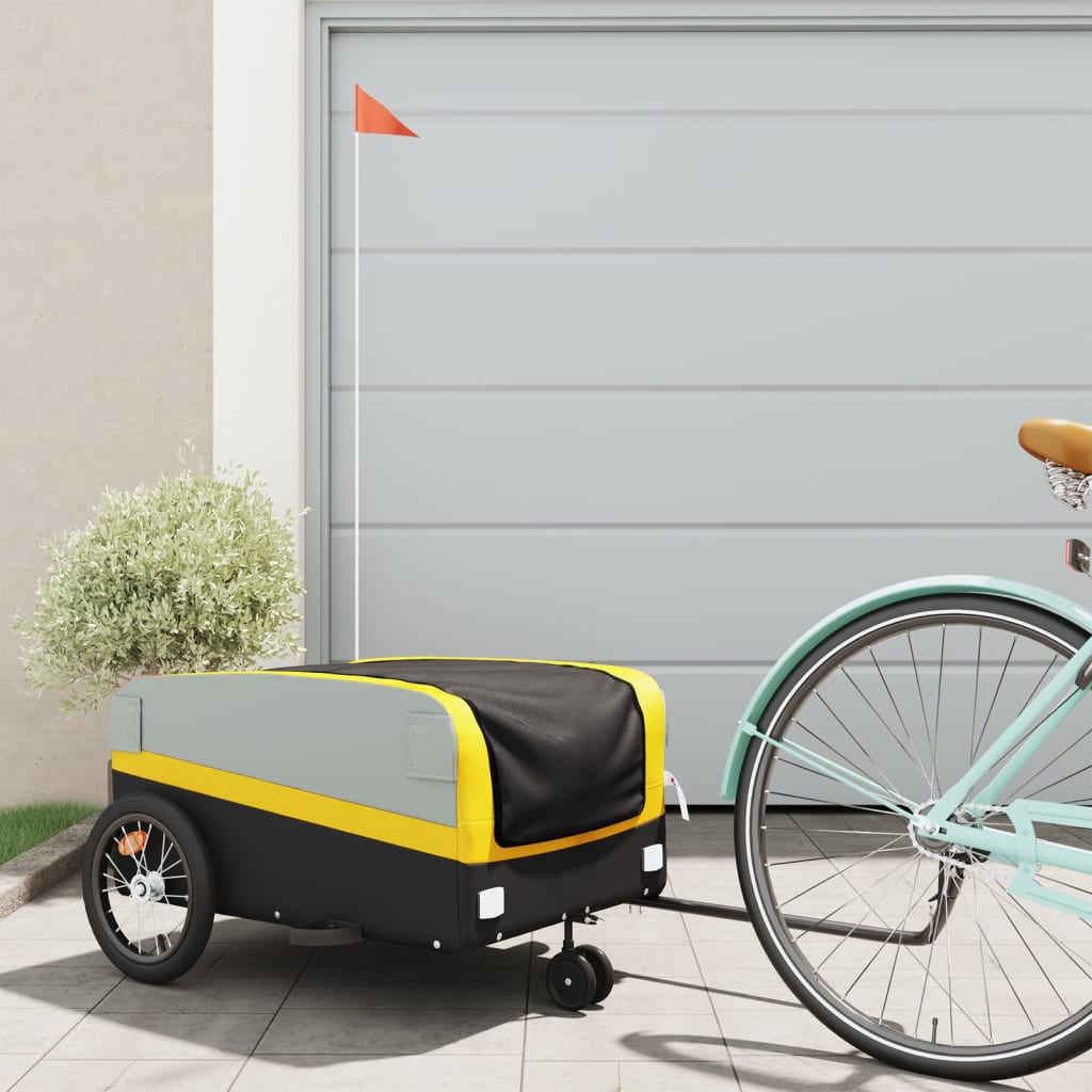 vidaXL Bike Trailer Black and Yellow 45 kg Iron