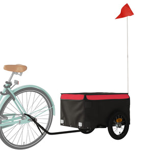 vidaXL Bike Trailer Black and Red 30 kg Iron