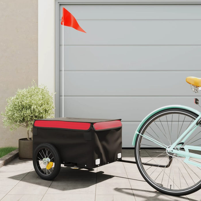 vidaXL Bike Trailer Black and Red 30 kg Iron