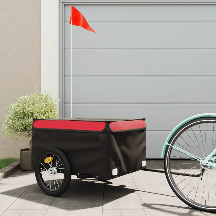 vidaXL Bike Trailer Black and Red 45 kg Iron