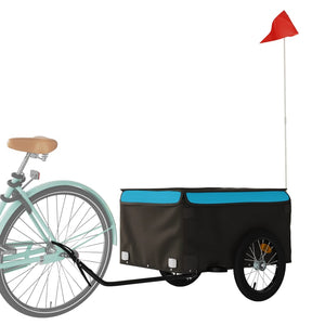 vidaXL Bike Trailer Black and Blue 45 kg Iron