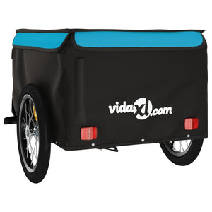 vidaXL Bike Trailer Black and Blue 45 kg Iron