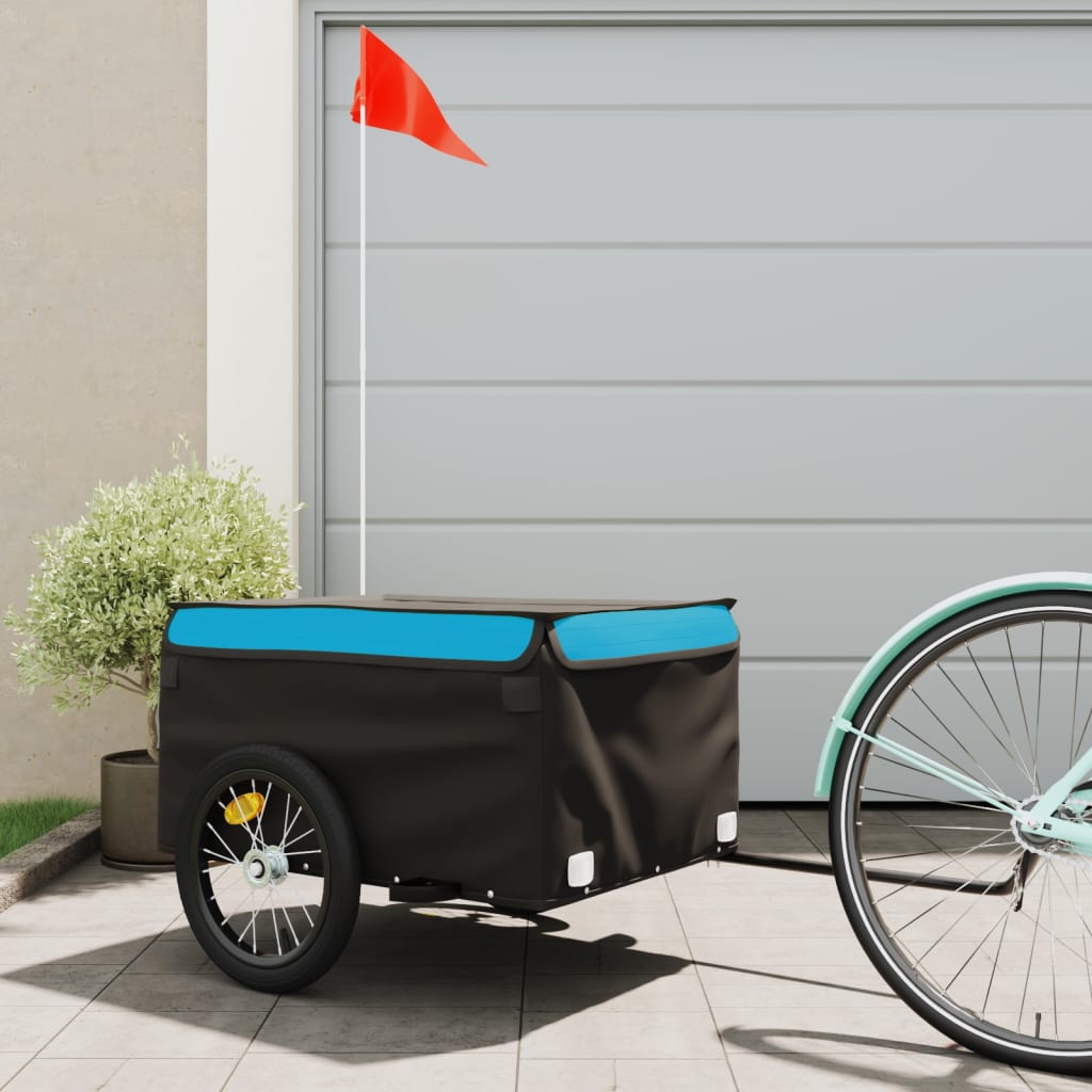 vidaXL Bike Trailer Black and Blue 45 kg Iron