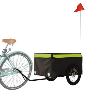 vidaXL Bike Trailer Black and Green 45 kg Iron