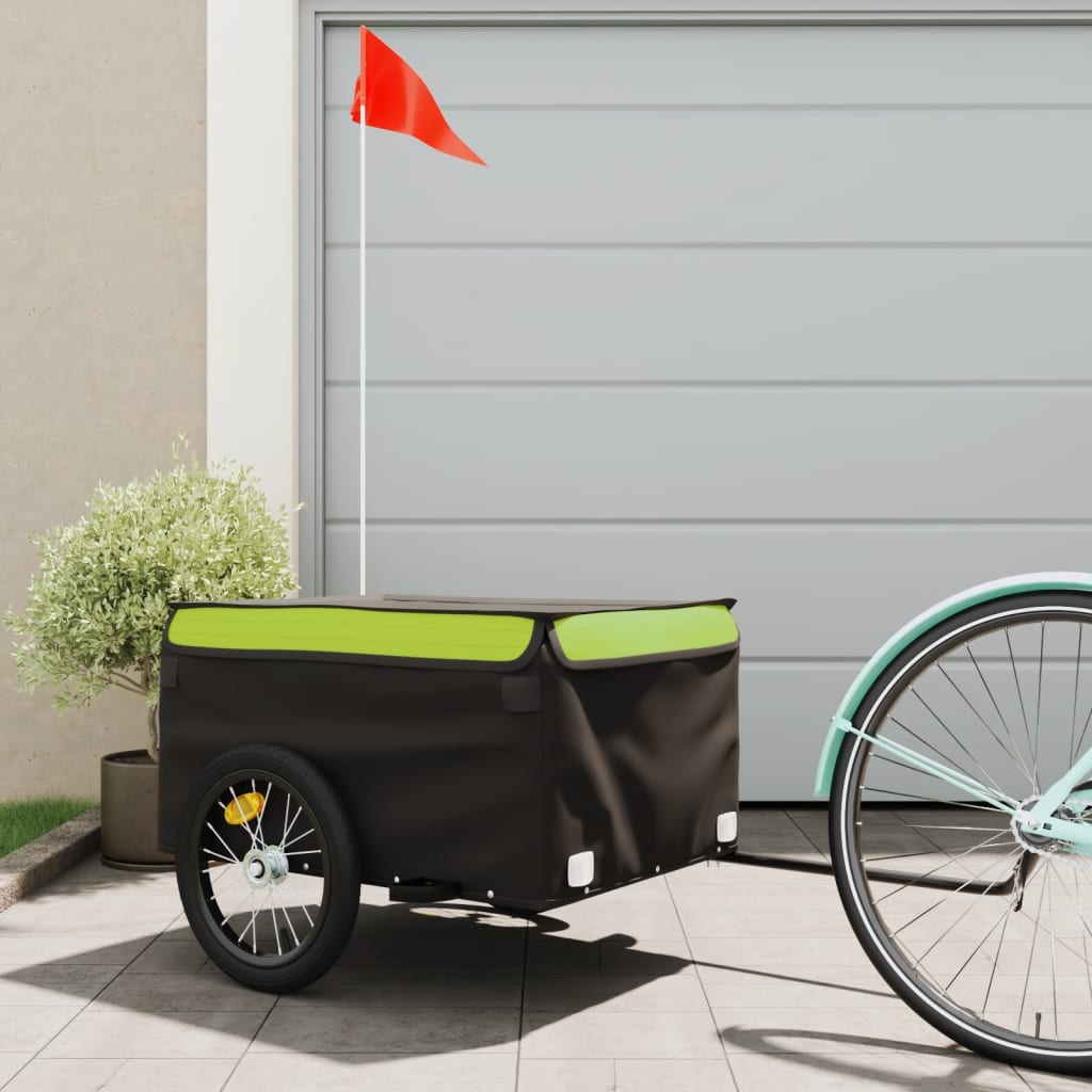 vidaXL Bike Trailer Black and Green 45 kg Iron