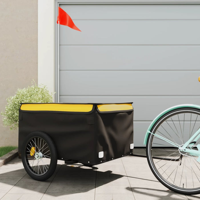 vidaXL Bike Trailer Black and Yellow 45 kg Iron