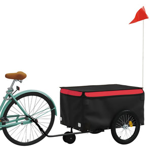 vidaXL Bike Trailer Black and Red 30 kg Iron