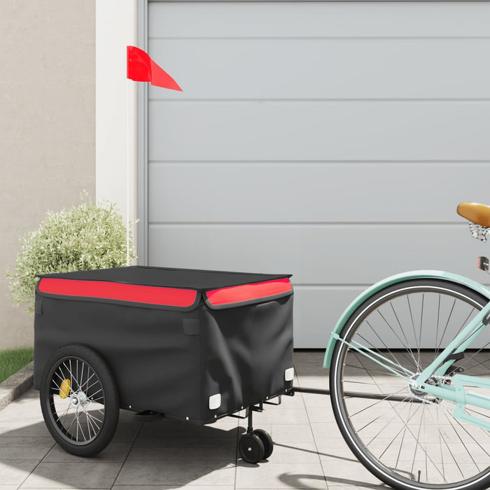 vidaXL Bike Trailer Black and Red 30 kg Iron