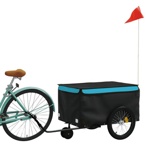 vidaXL Bike Trailer Black and Blue 30 kg Iron