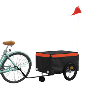 vidaXL Bike Trailer Black and Orange 45 kg Iron