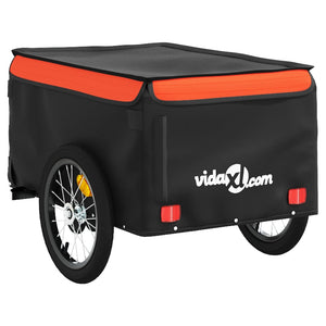 vidaXL Bike Trailer Black and Orange 45 kg Iron