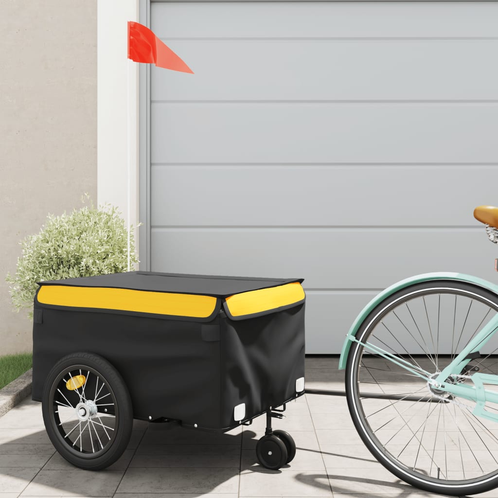 vidaXL Bike Trailer Black and Yellow 45 kg Iron