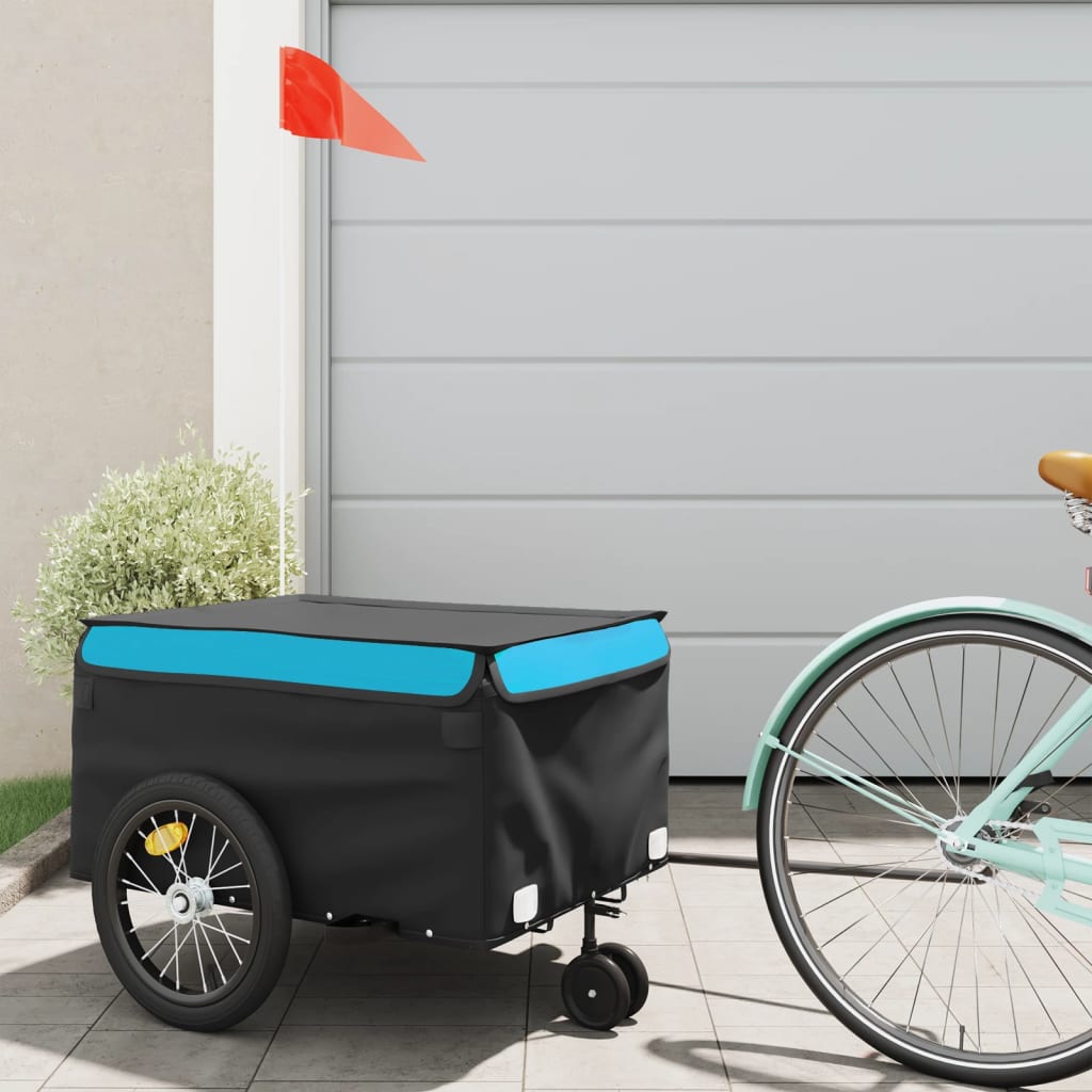 vidaXL Bike Trailer Black and Blue 45 kg Iron