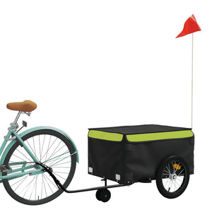 vidaXL Bike Trailer Black and Green 45 kg Iron