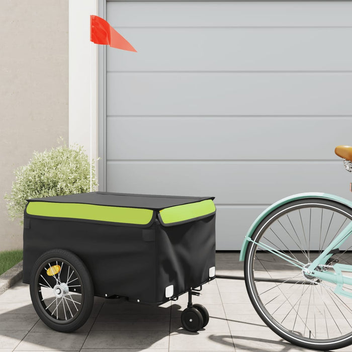 vidaXL Bike Trailer Black and Green 45 kg Iron