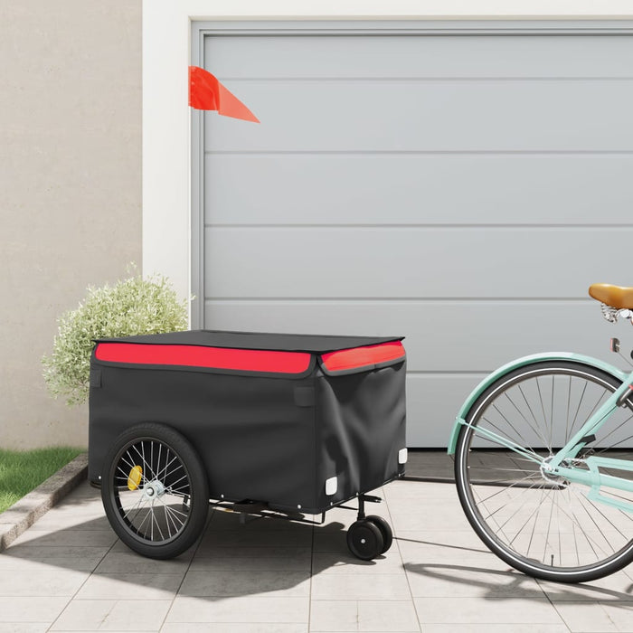 vidaXL Bike Trailer Black and Red 45 kg Iron