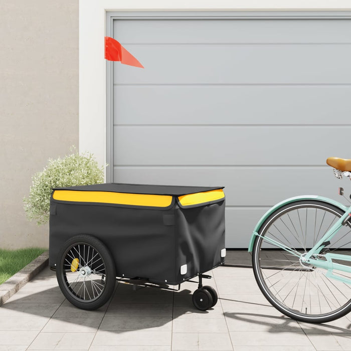 vidaXL Bike Trailer Black and Yellow 45 kg Iron