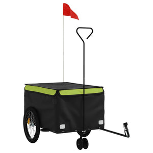 vidaXL Bike Trailer Black and Green 45 kg Iron