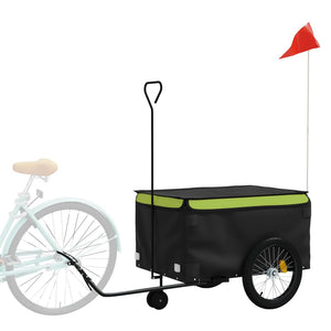 vidaXL Bike Trailer Black and Green 45 kg Iron