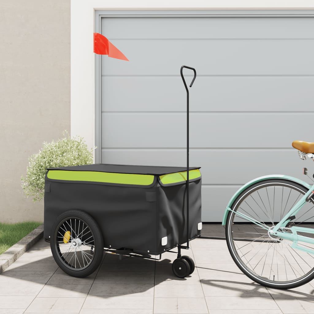 vidaXL Bike Trailer Black and Green 45 kg Iron