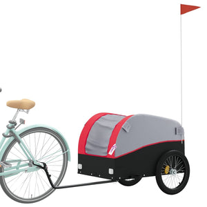 vidaXL Bike Trailer Black and Red 45 kg Iron