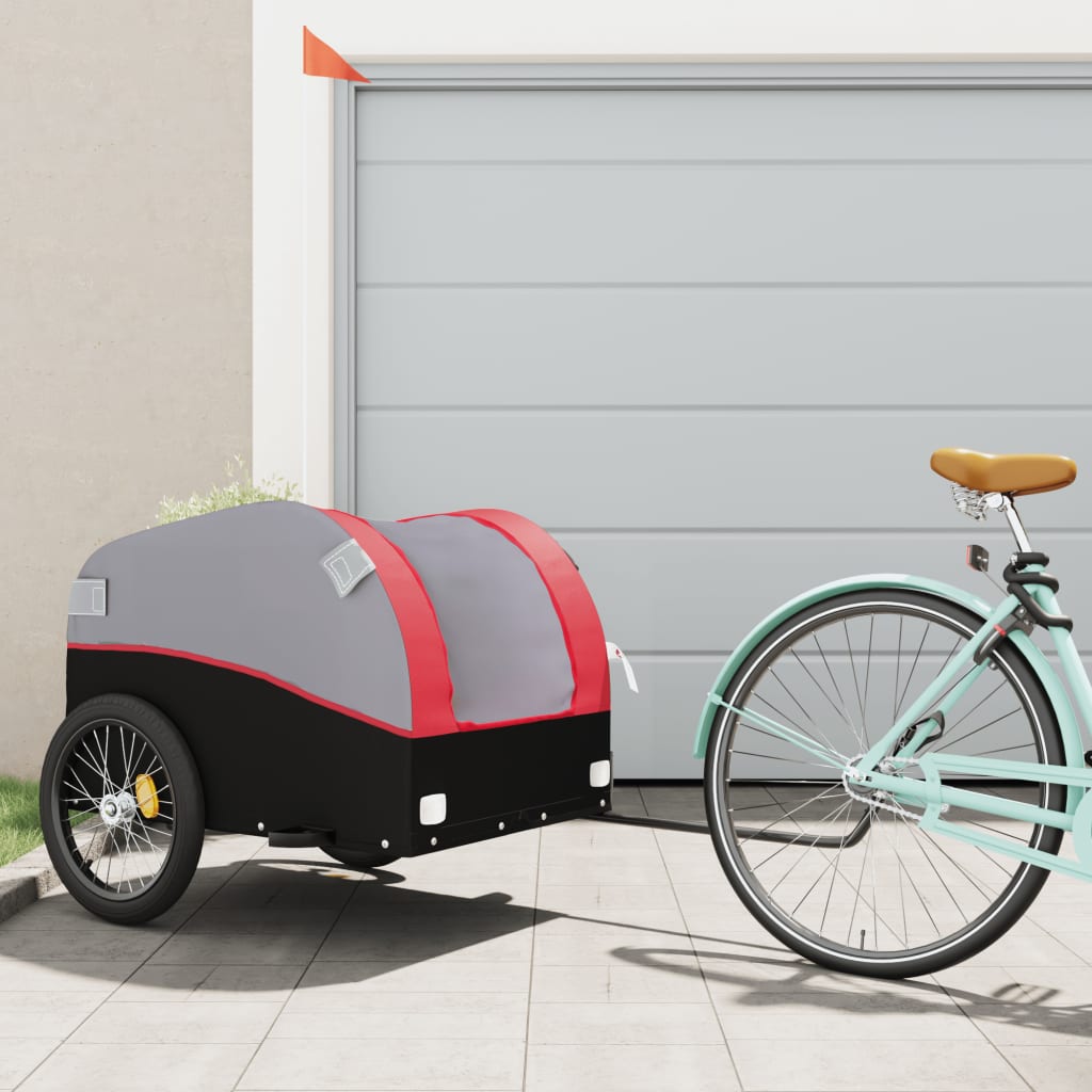 vidaXL Bike Trailer Black and Red 45 kg Iron