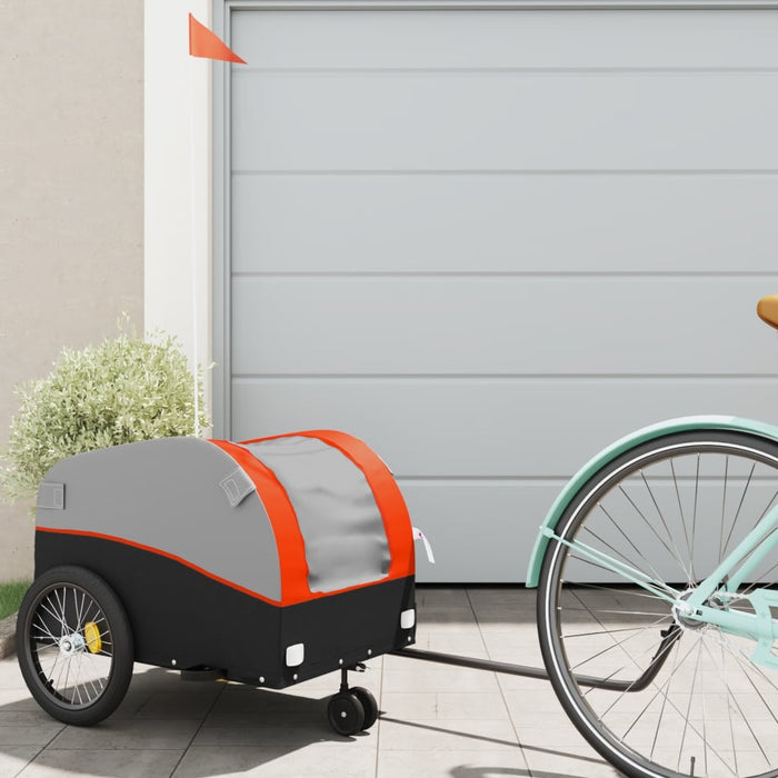 vidaXL Bike Trailer Black and Orange 30 kg Iron